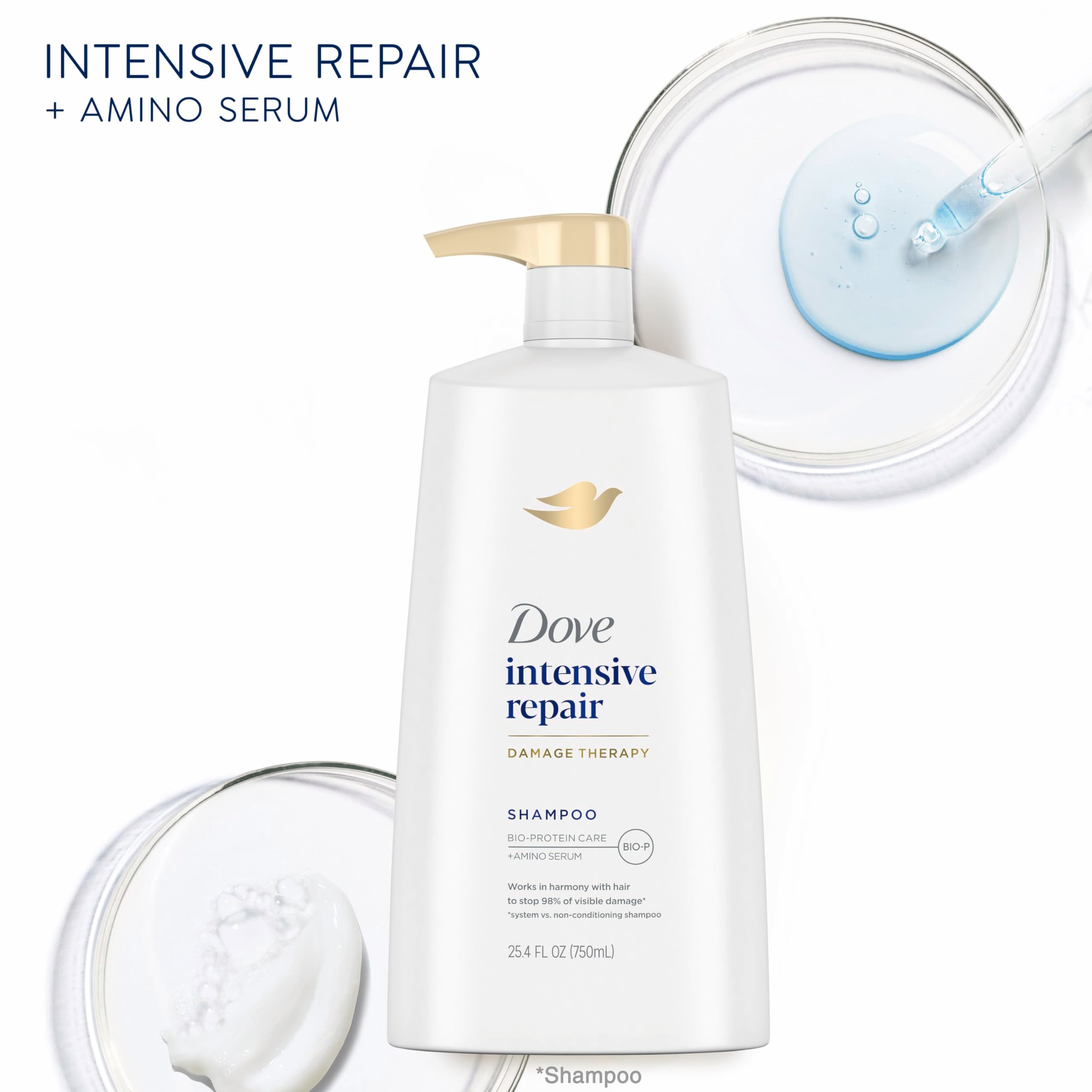 Dove Shampoing – usage quotidien pour cheveux fragiles.