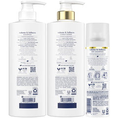 Dove apres-shampoing Volume et Plénitude, bouteille, apporte souplesse et épaisseur.