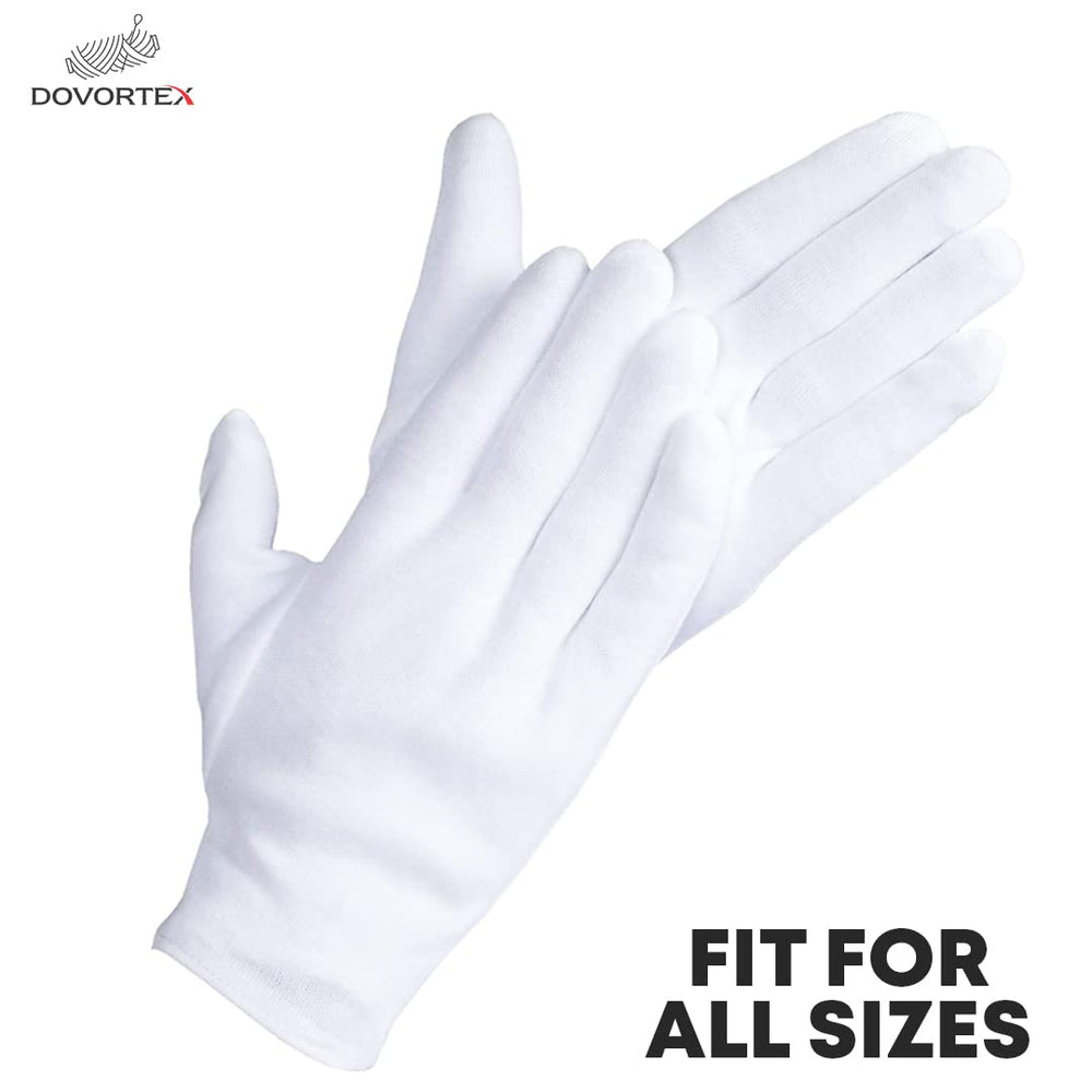 Gants coton blancs DOVORTEX pour usage quotidien et confort.