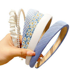 DOXISHRUKY serre-tête perles fleurs bleu pour un look élégant au quotidien.