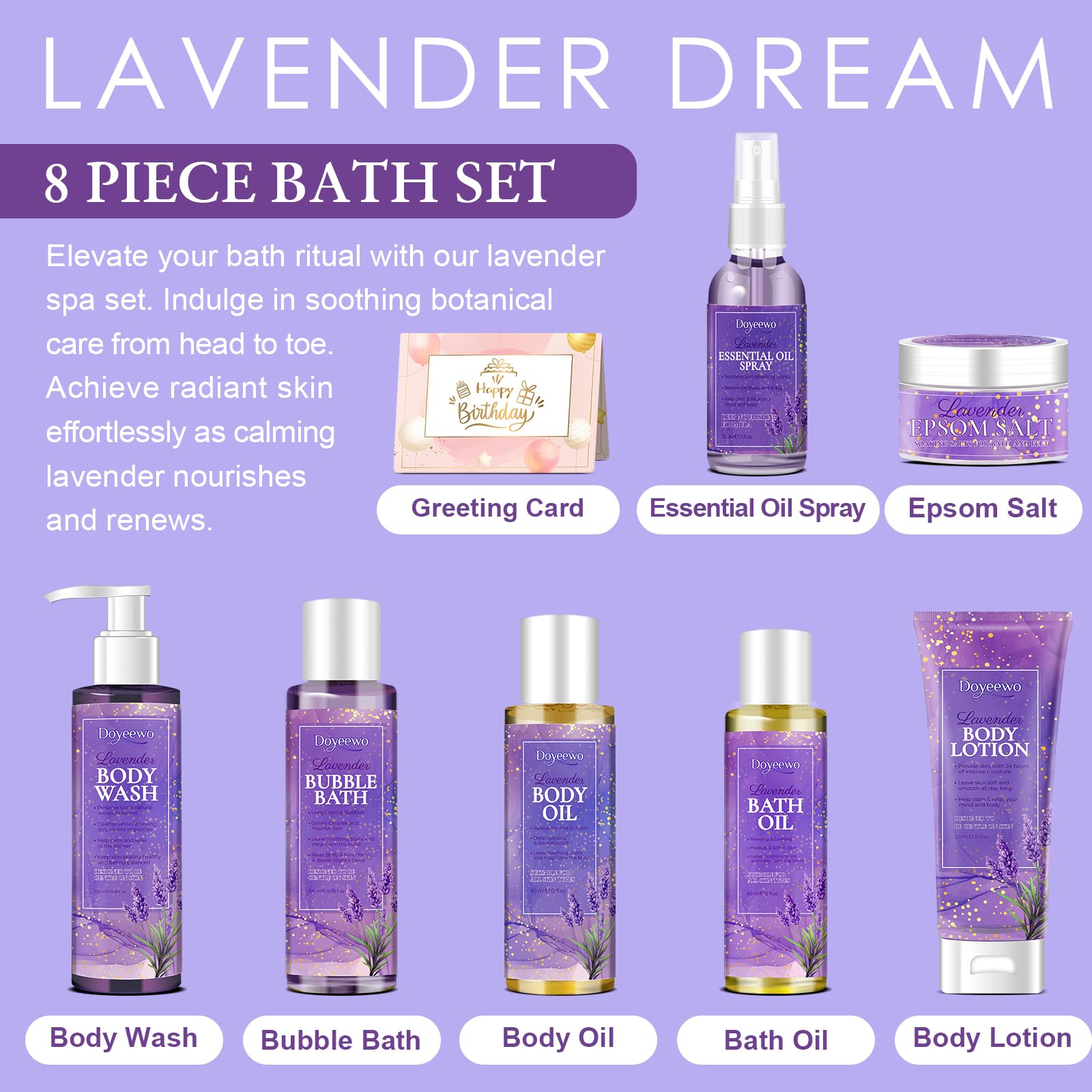 DOYEEWO brume essentielle lavande, parfum léger pour ambiance zen.