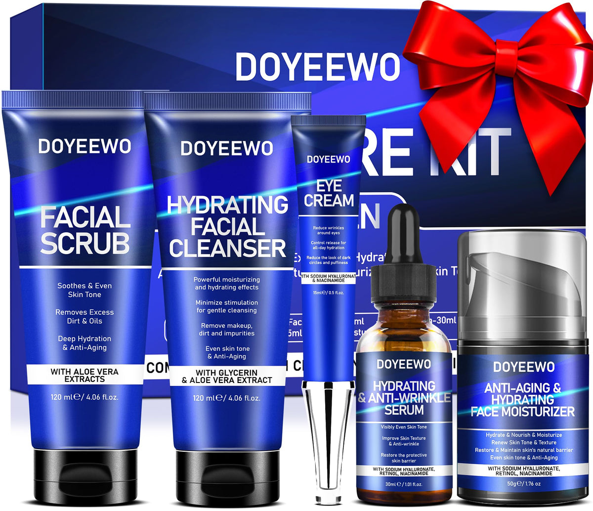 DOYEEWO kit soin visage homme complet pour routine quotidienne efficace.