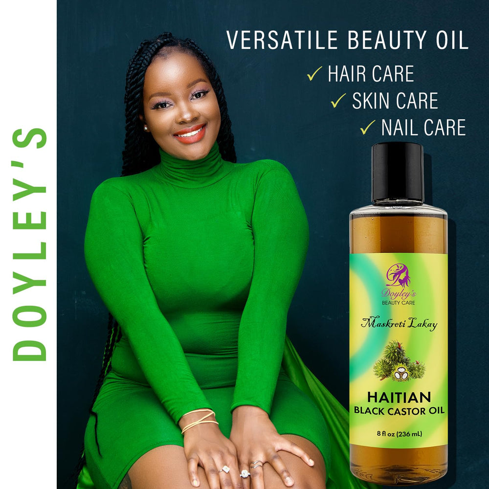 Longueurs des cheveux magnifiées par Doyley's huile de ricin, douceur et brillance.