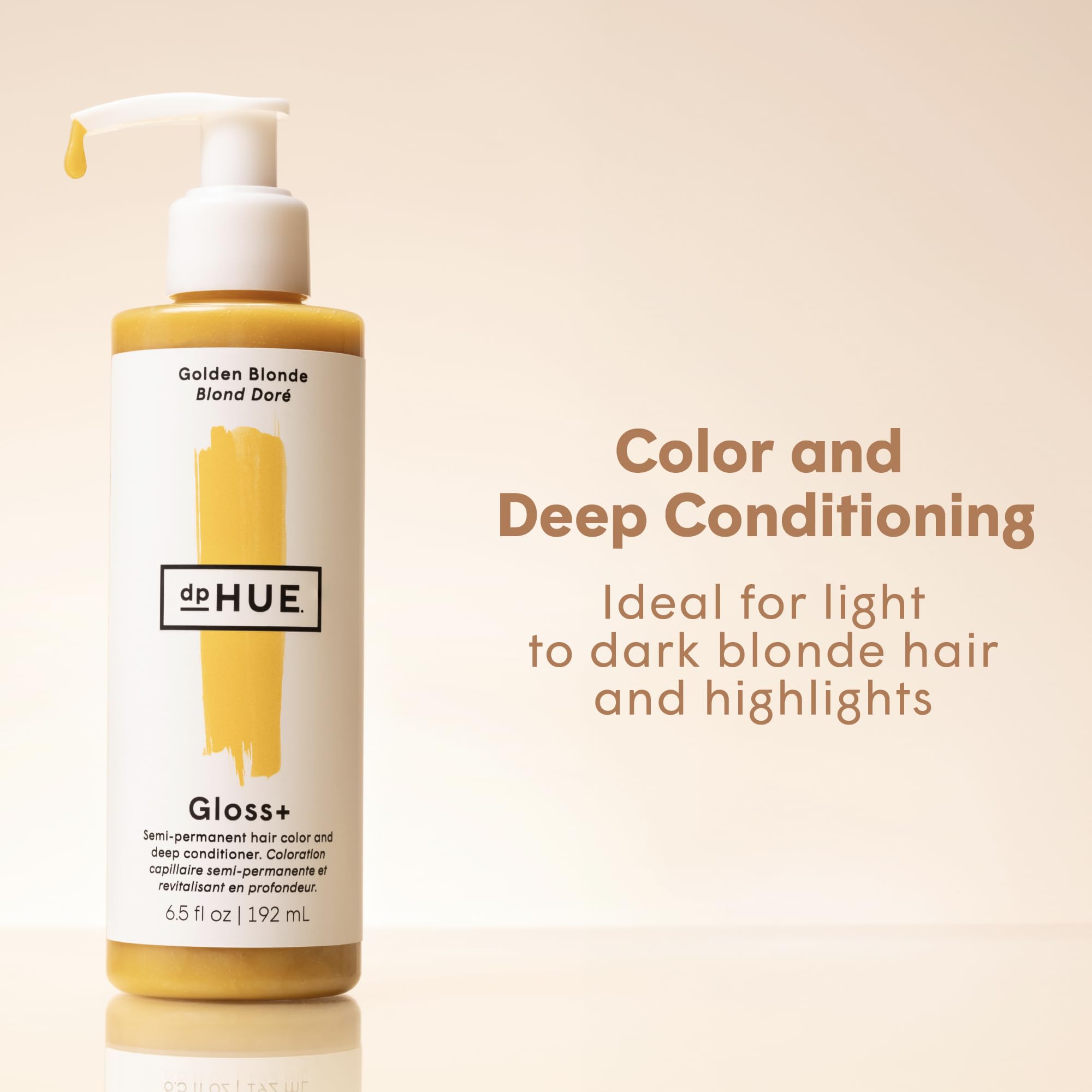 dpHUE Gloss+ Golden Blonde – versement fluide, application facile pour une couleur éclatante.