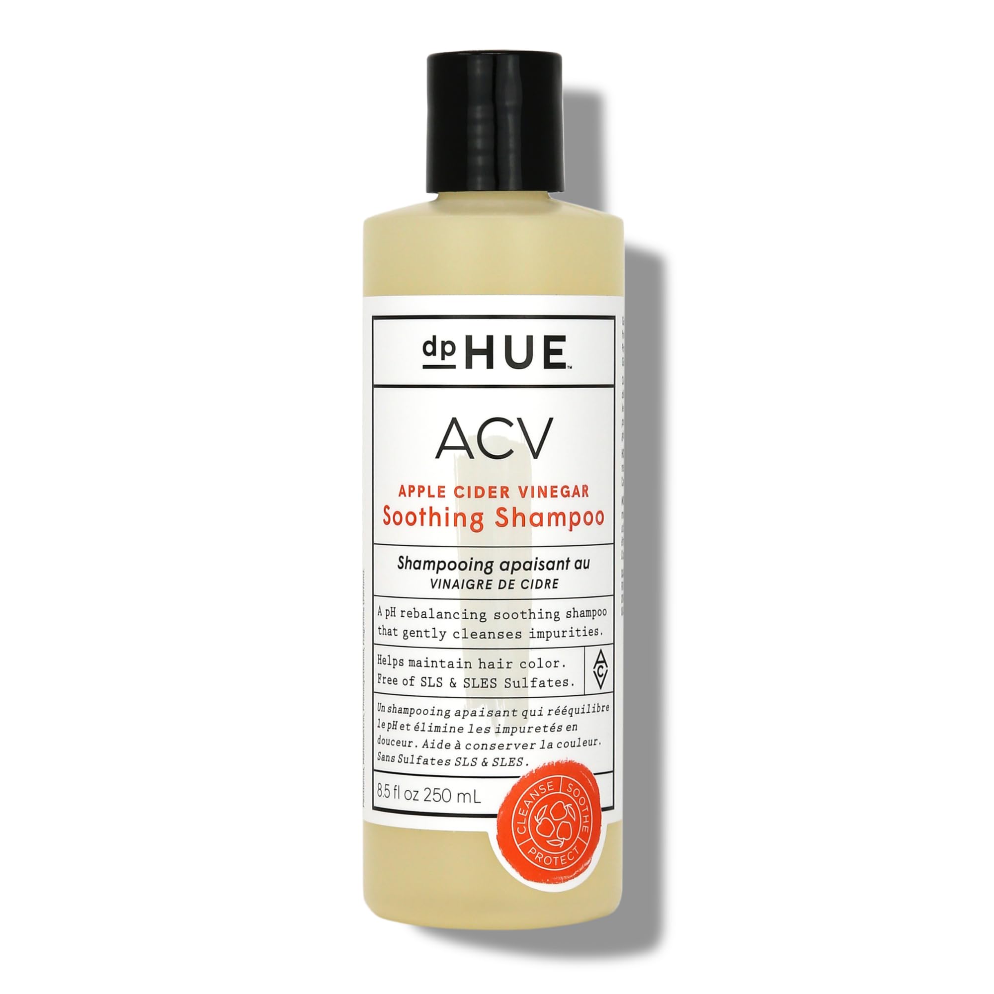 dpHUE ACV Shampoing apaisant sur bouteille pour cuir chevelu sensible