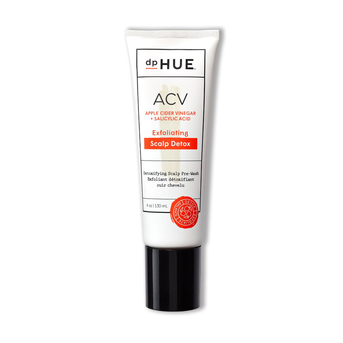 dpHUE Détox exfoliante du cuir chevelu — bouteille prête pour démarrer le pré-lavage en douceur.