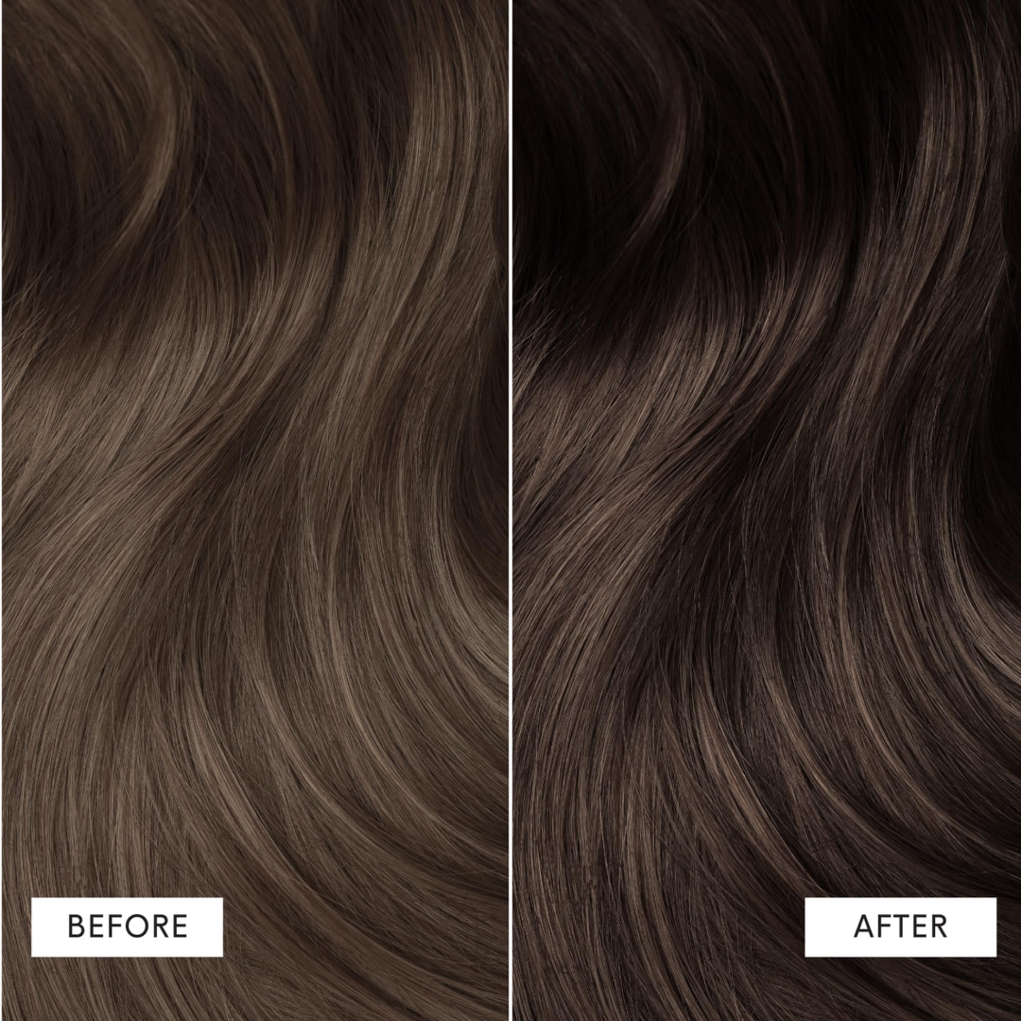 dpHUE Color Dream brun foncé – avant-après cheveux montre le résultat potentiel