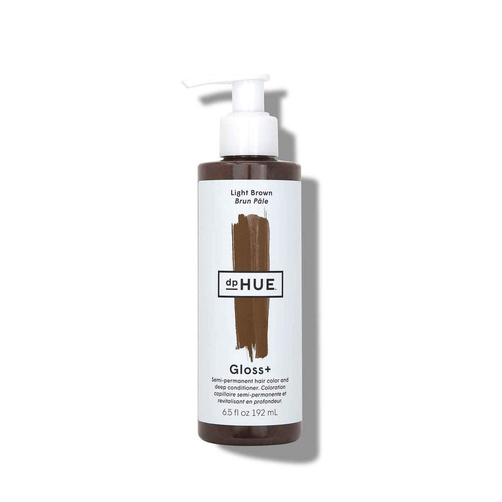 dpHUE Gloss+ brun clair – bouteille révélant couleur subtile et brillance naturelle.