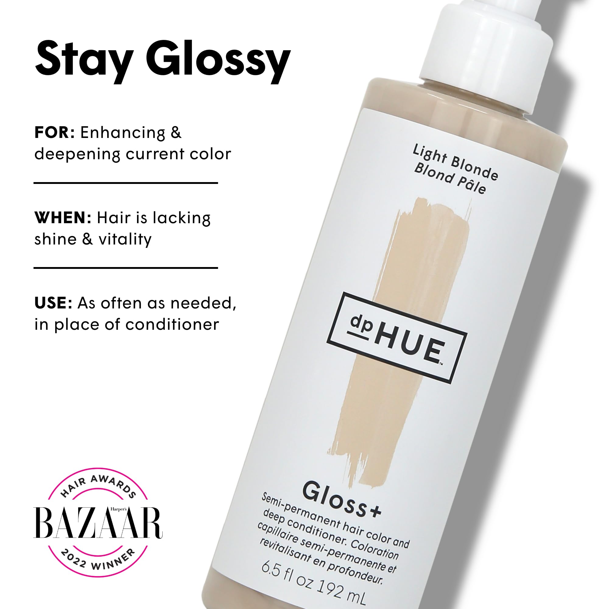 dpHUE Gloss+ Brillance Après Application : cheveux plus lumineux et soyeux.