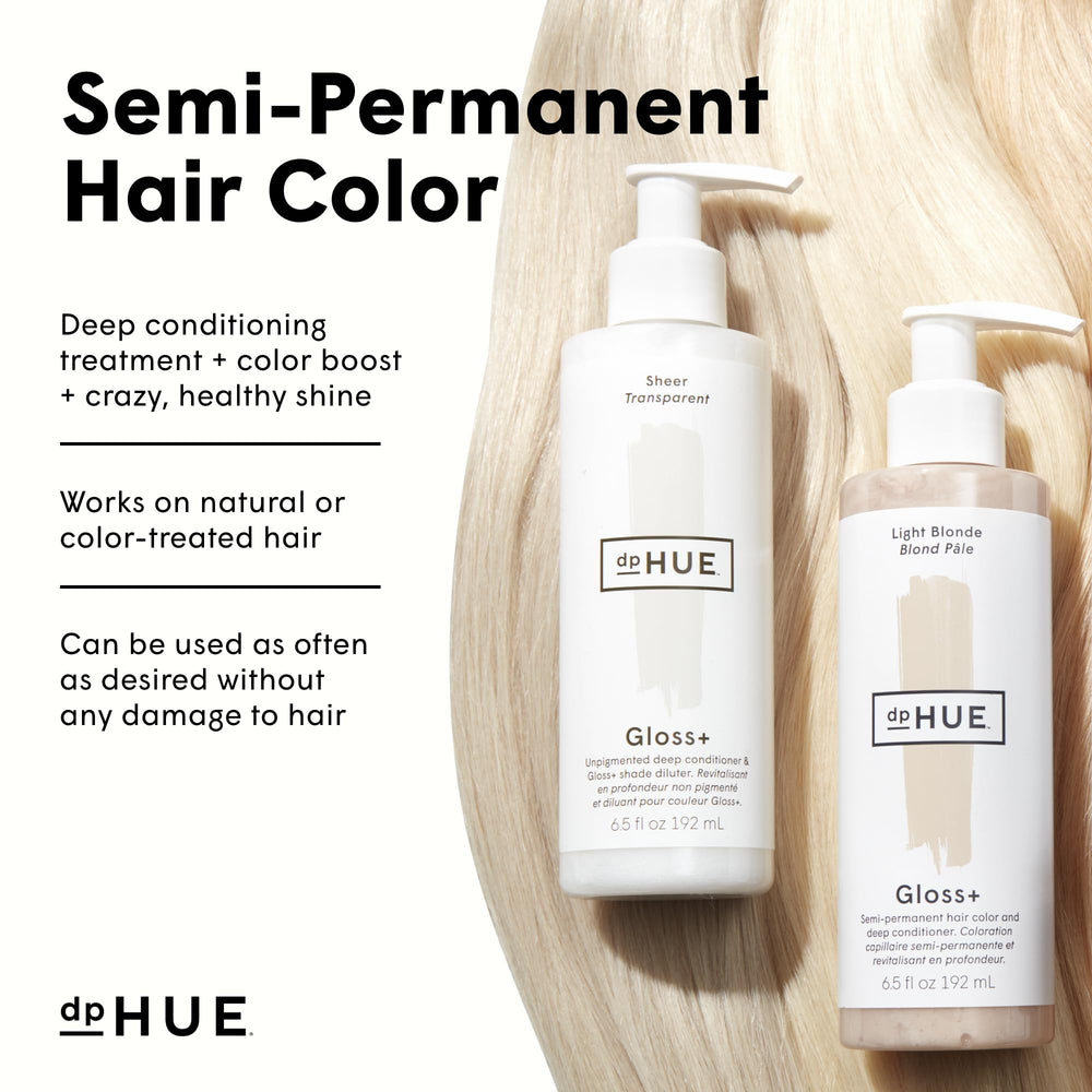 dpHUE Gloss+ blond moyen – effet avant/après subtil pour un éclat naturel.