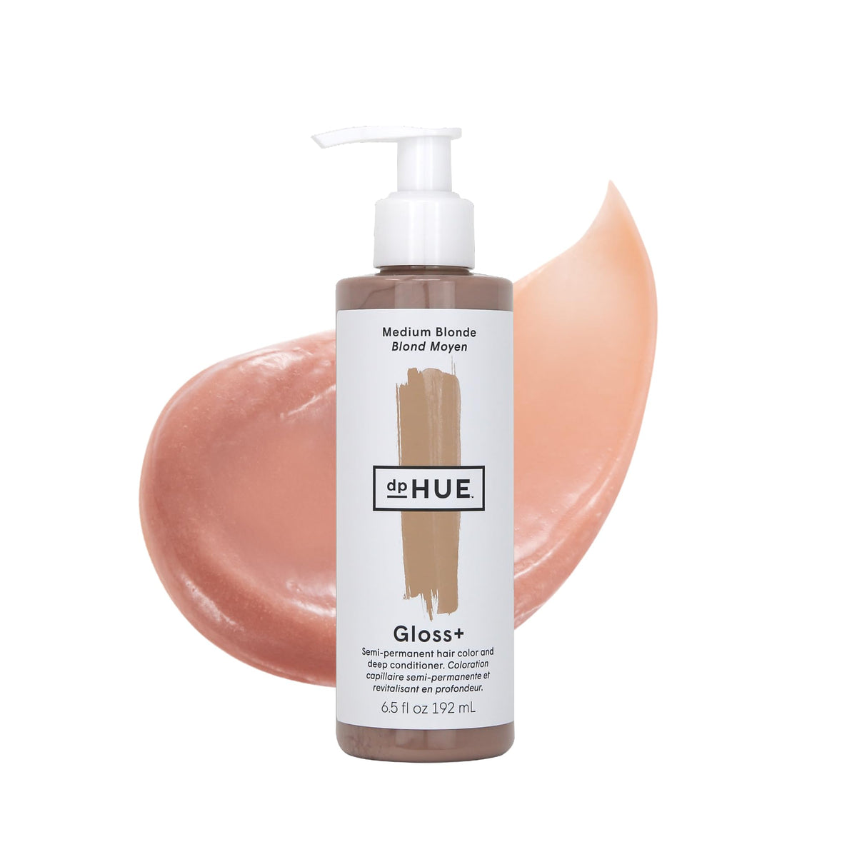 dpHUE Gloss+ blond moyen – bouteille, couleur temporaire et brillance nourrissante.