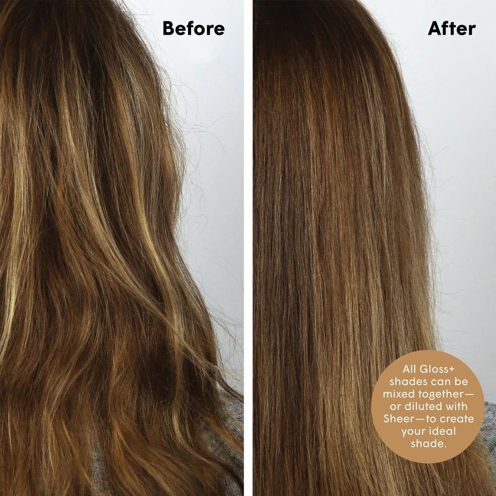 dpHUE Gloss+ blond moyen – cheveux brillants et conditionnés après chaque utilisation.