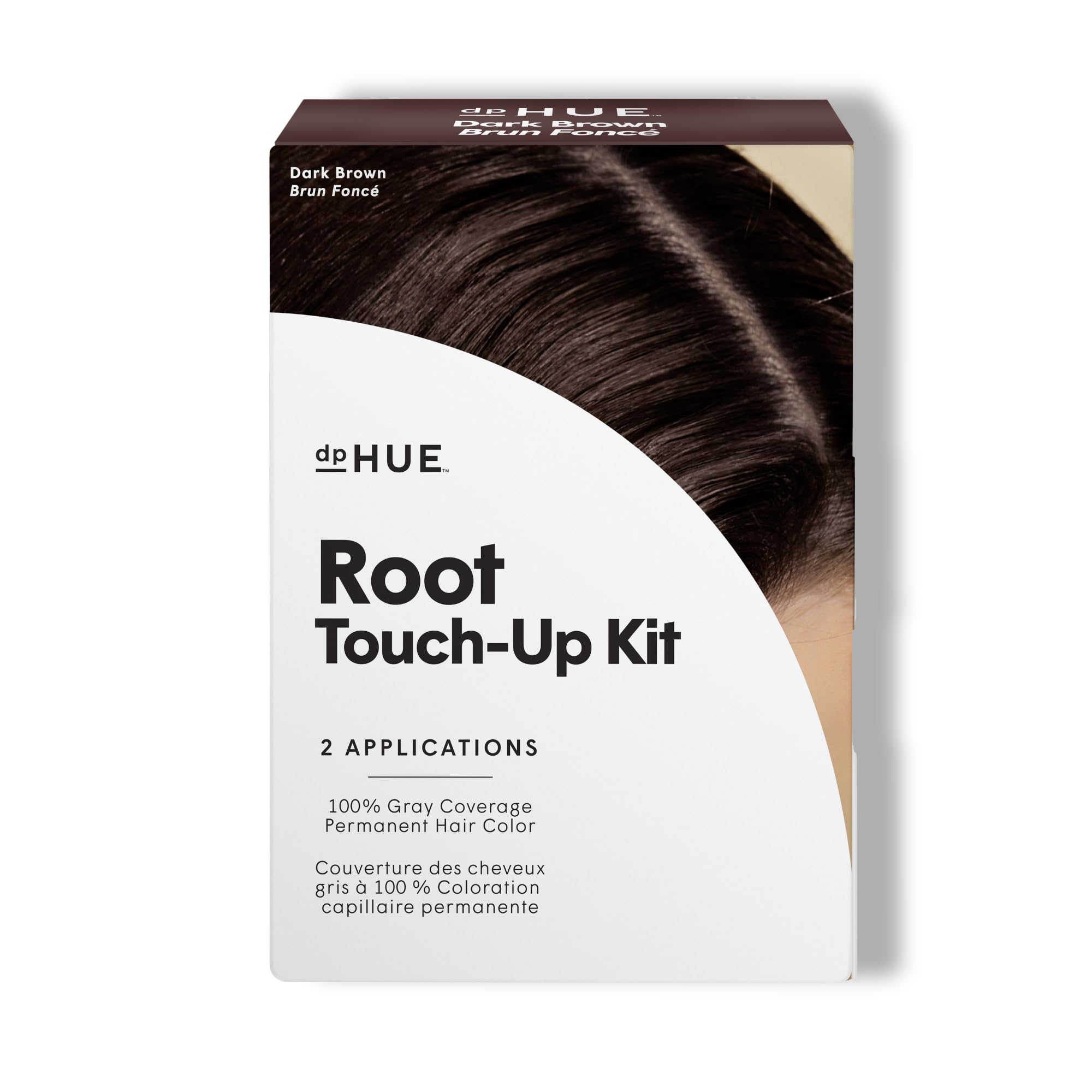 dpHUE Root Touch-Up Kit brun foncé : application pratique pour couvrir les racines.