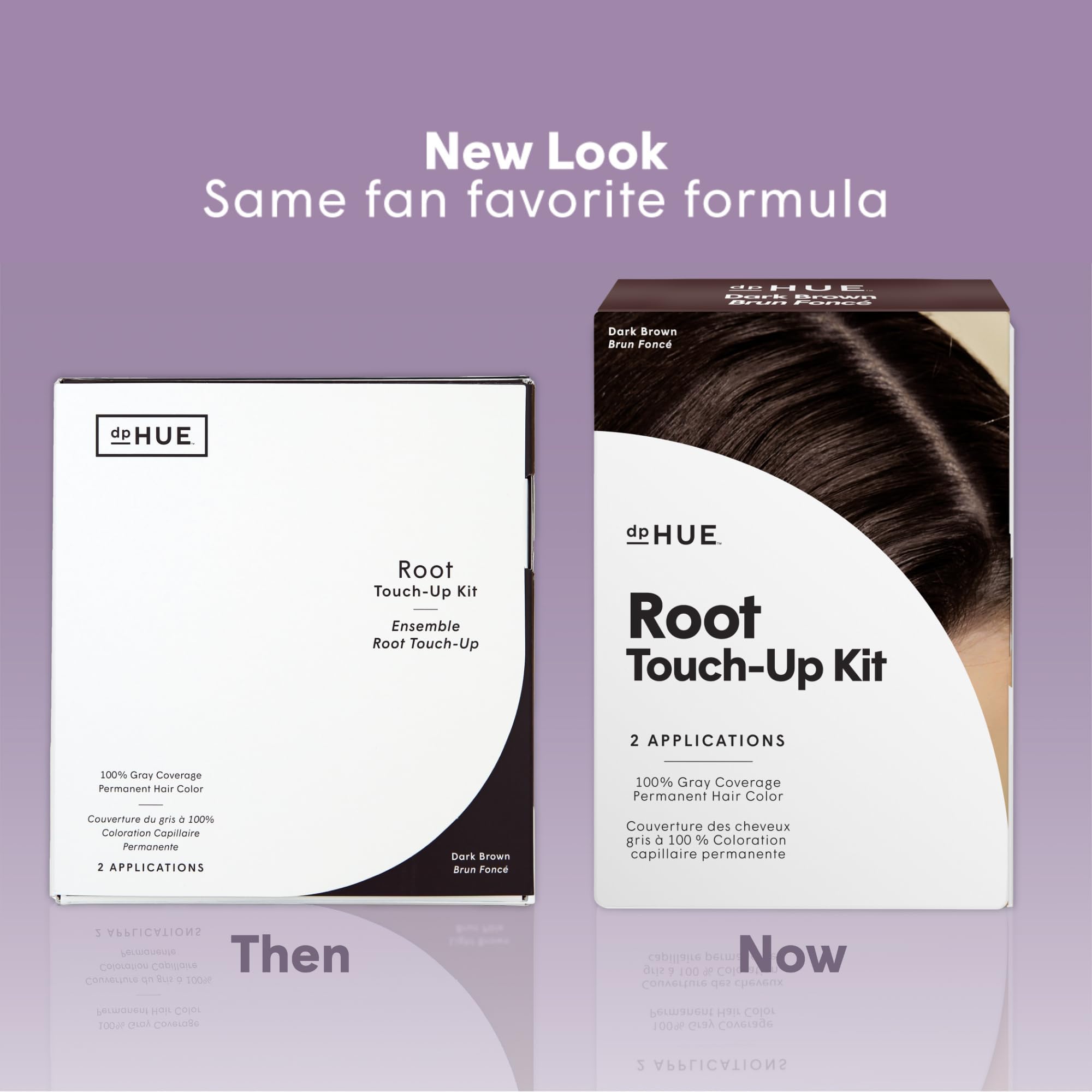 dpHUE Root Touch-Up Kit brun foncé : emballage qui se transforme en station de travail.