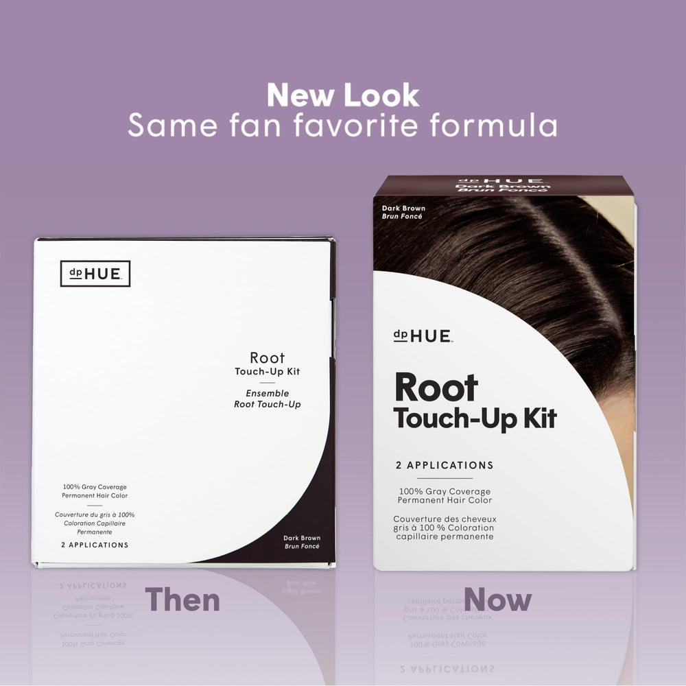 dpHUE Root Touch-Up Kit brun foncé : emballage qui se transforme en station de travail.