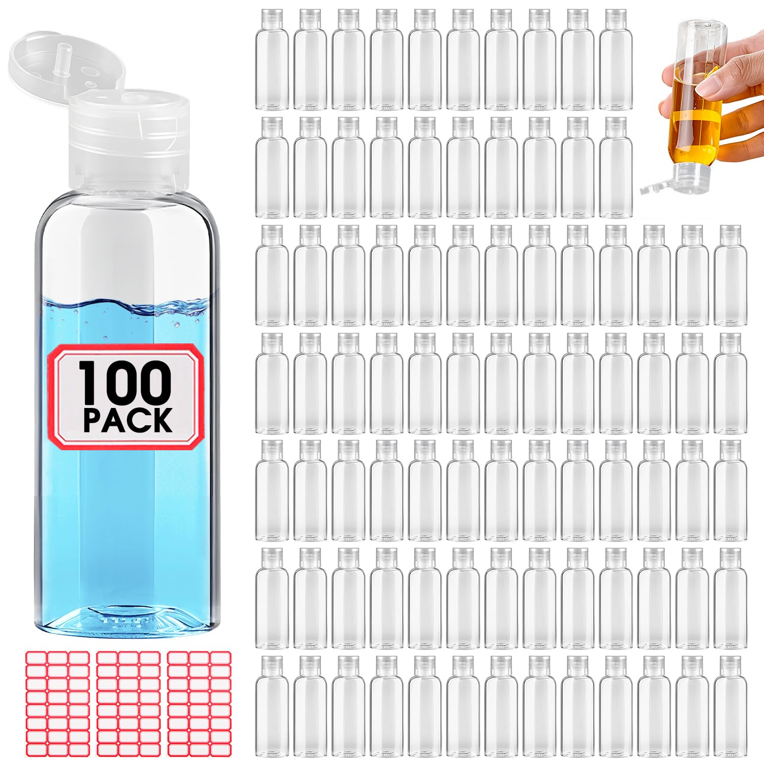 Bouteilles DPLASKA de voyage en 100 ml translucides idéales pour repérer le contenu
