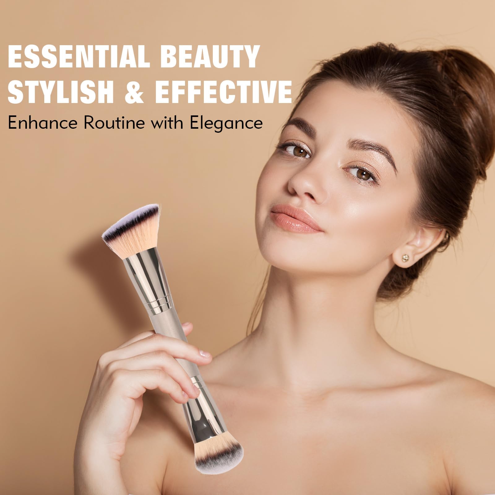 Pinceau dpolla à tête inclinée pour application fluide du fond de teint.
