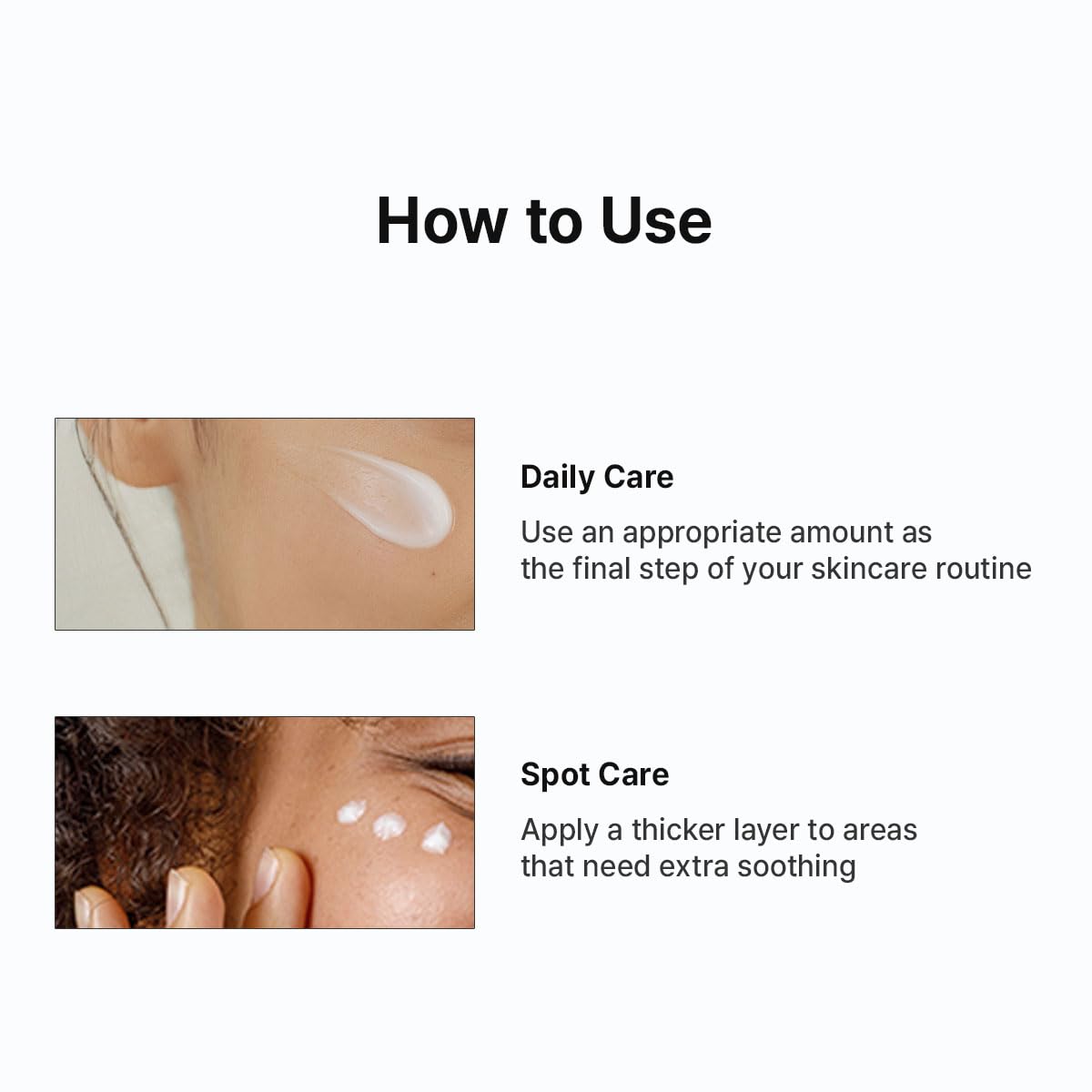 Test dermatologique démontrant la douceur sur tous types de peau.