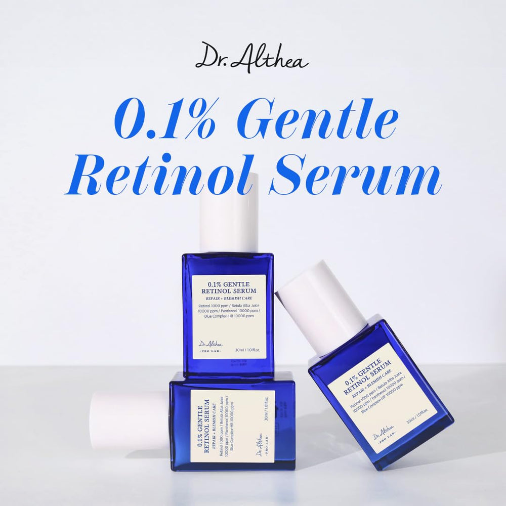 Dr.Althea Sérum 0,1% Retinol sur emballage minimaliste, pratique pour la routine.