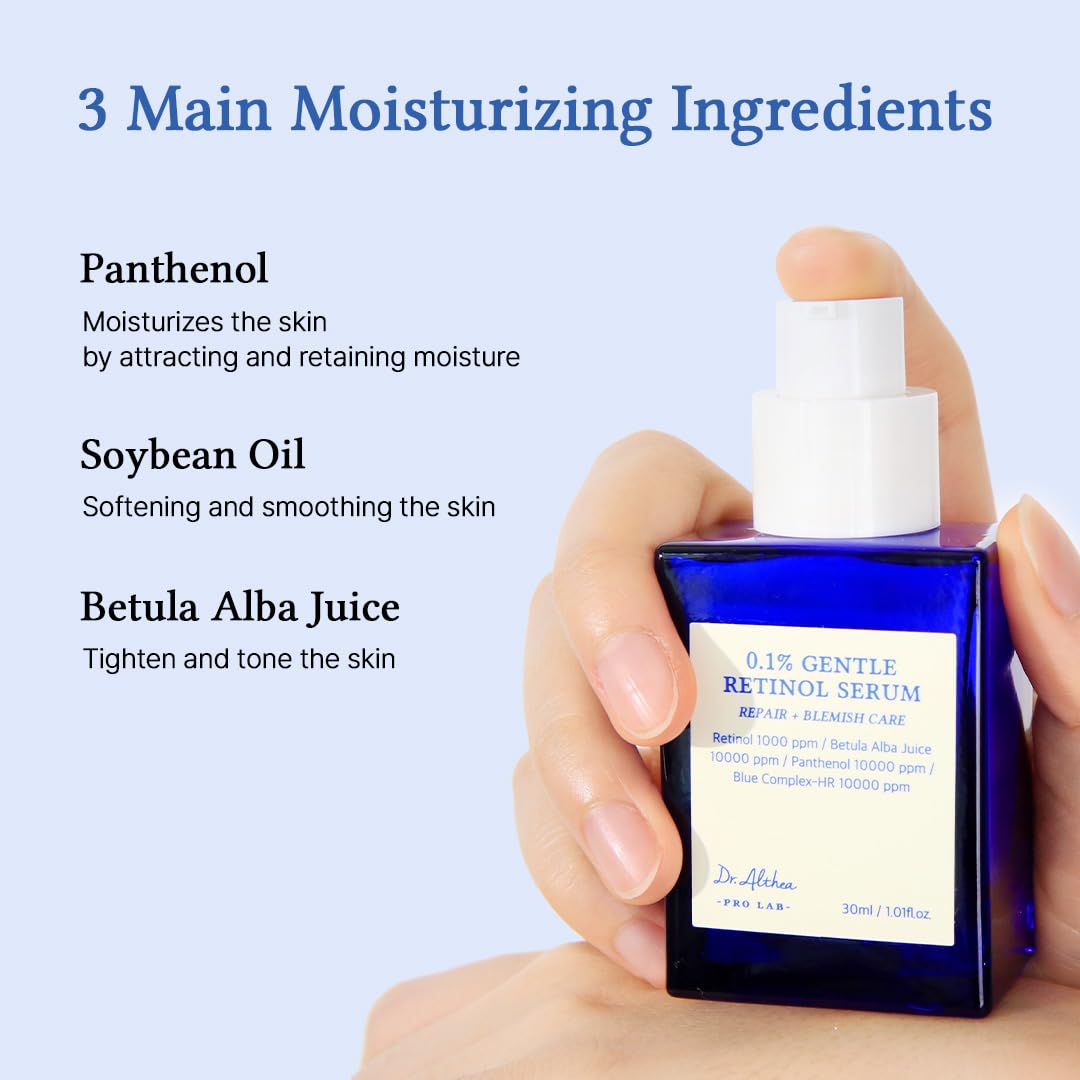 Sérum Dr.Althea 0,1% Retinol adapté aux peaux sensibles et réactives.