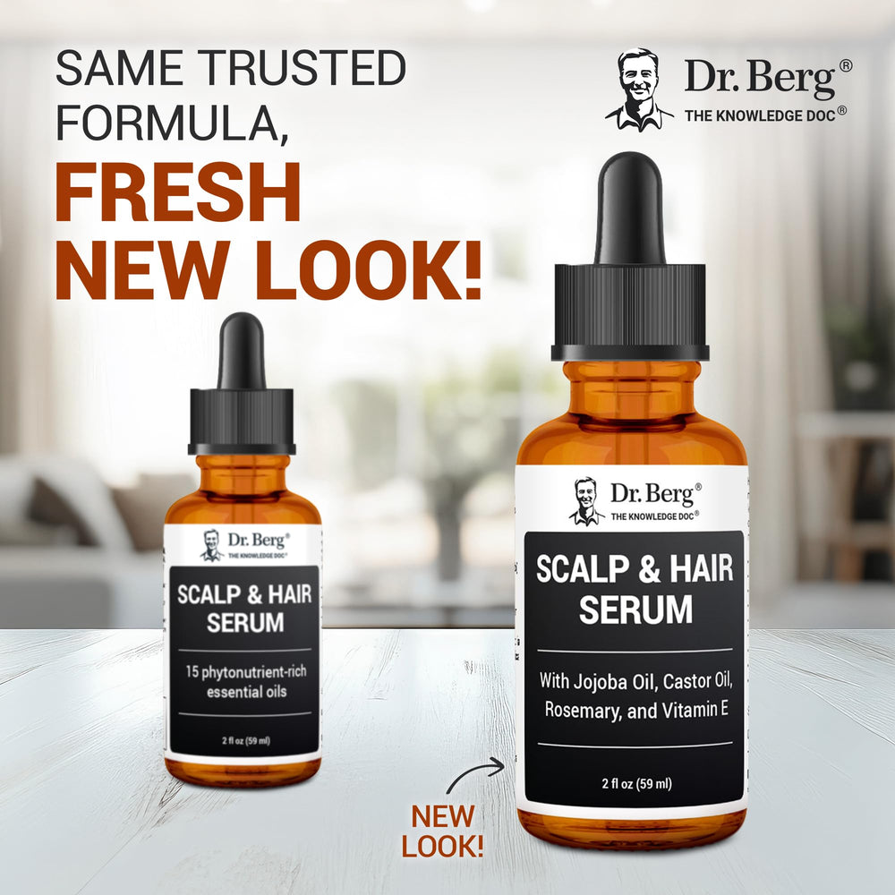 Application du sérum capillaire Dr. Berg sur le cuir chevelu pour revitaliser les cheveux.