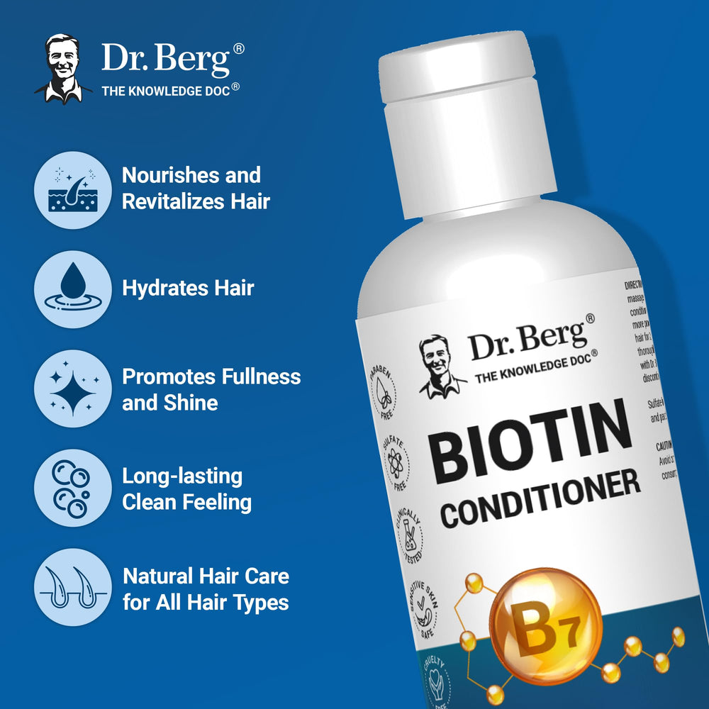 Dr. Berg Biotin Conditioner, argan et huiles pour nourrir les longueurs en profondeur.