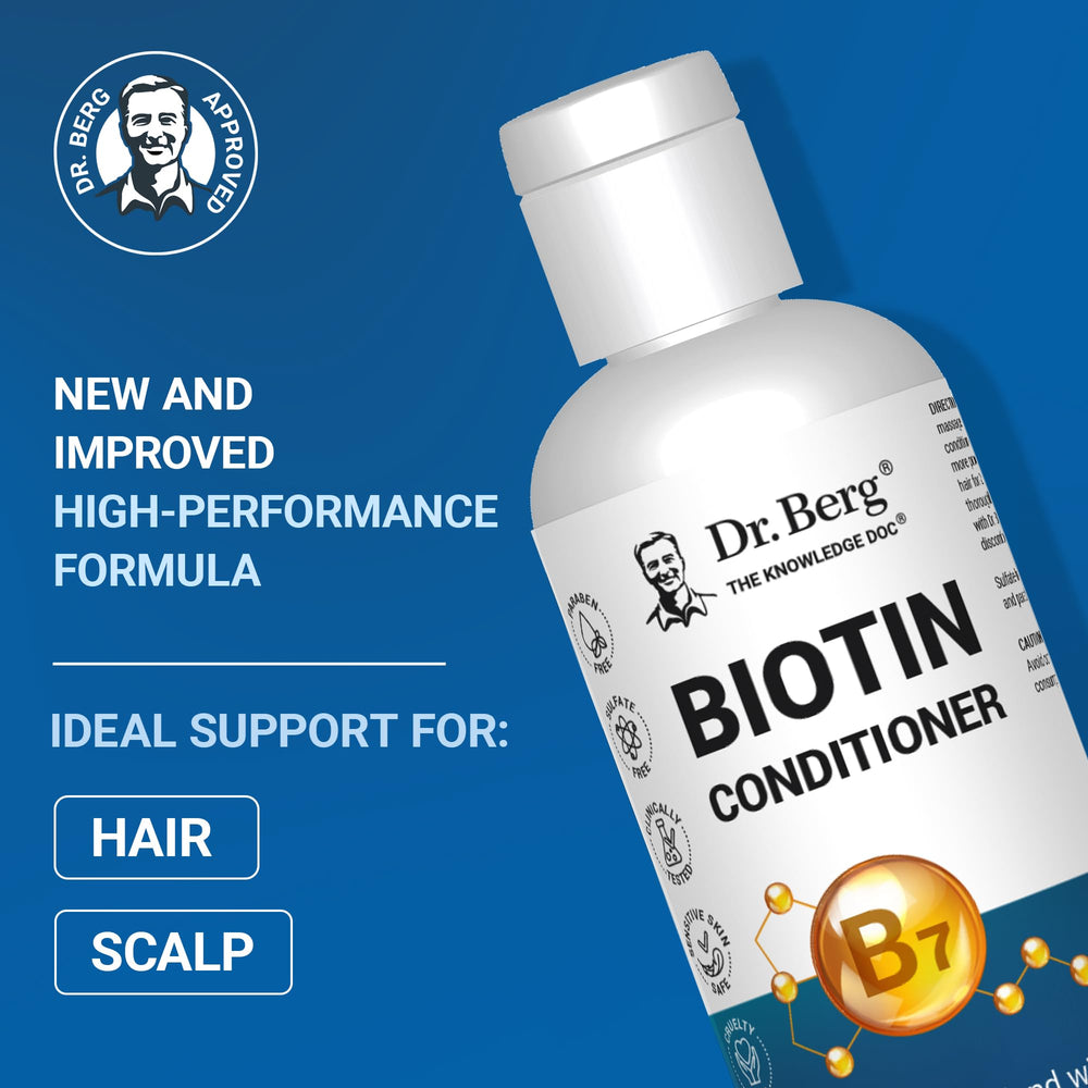 Dr. Berg Biotin Conditioner, pompe facile à utiliser pour une application rapide.
