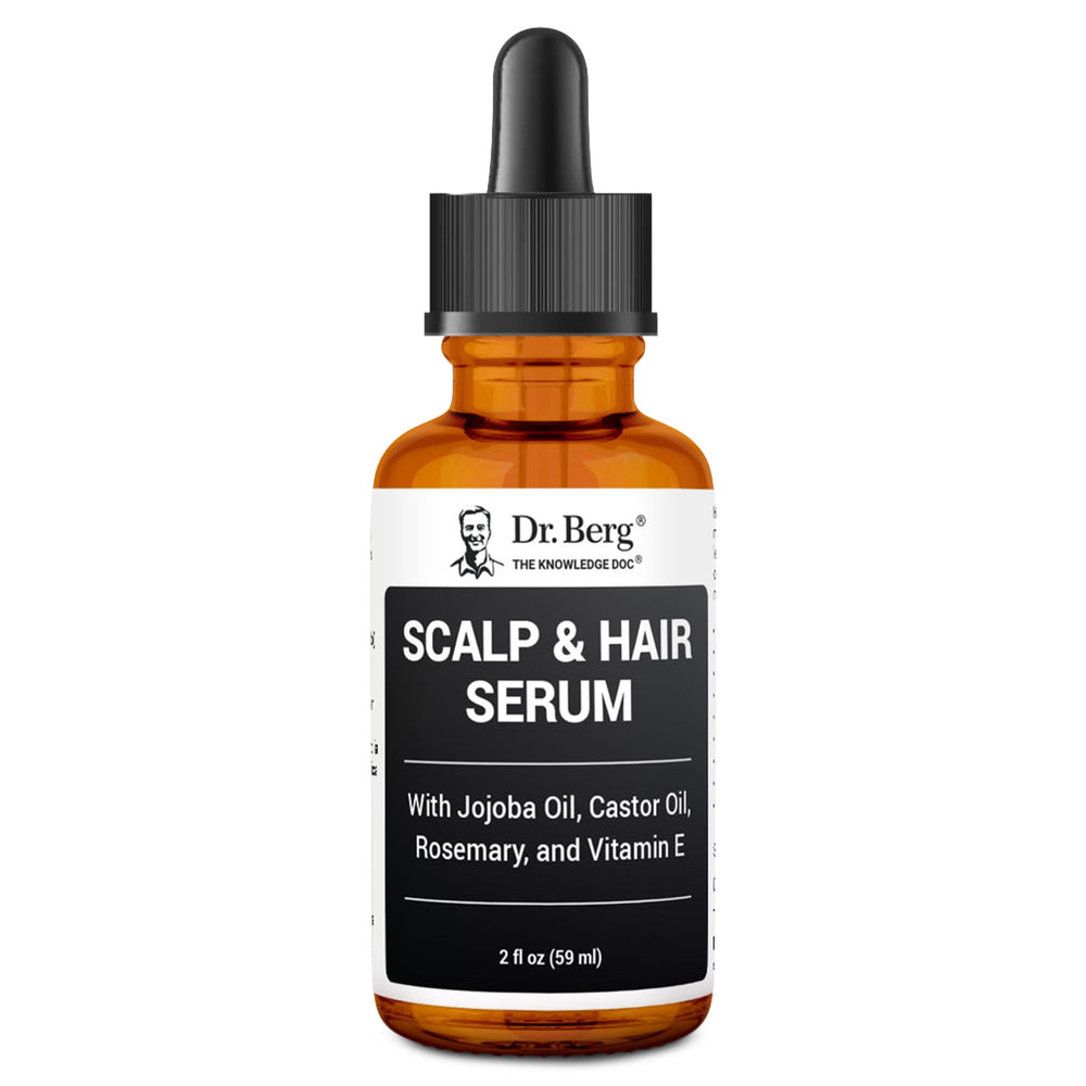 Dr. Berg Sérum capillaire pour cuir chevelu et cheveux sur la bouteille, soin nourrissant.