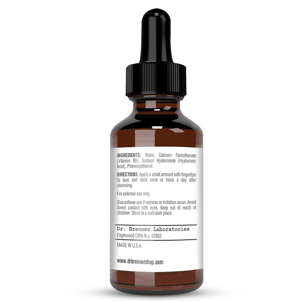 Gouttes de sérum Dr. Brenner sur peau hydratée et souple.