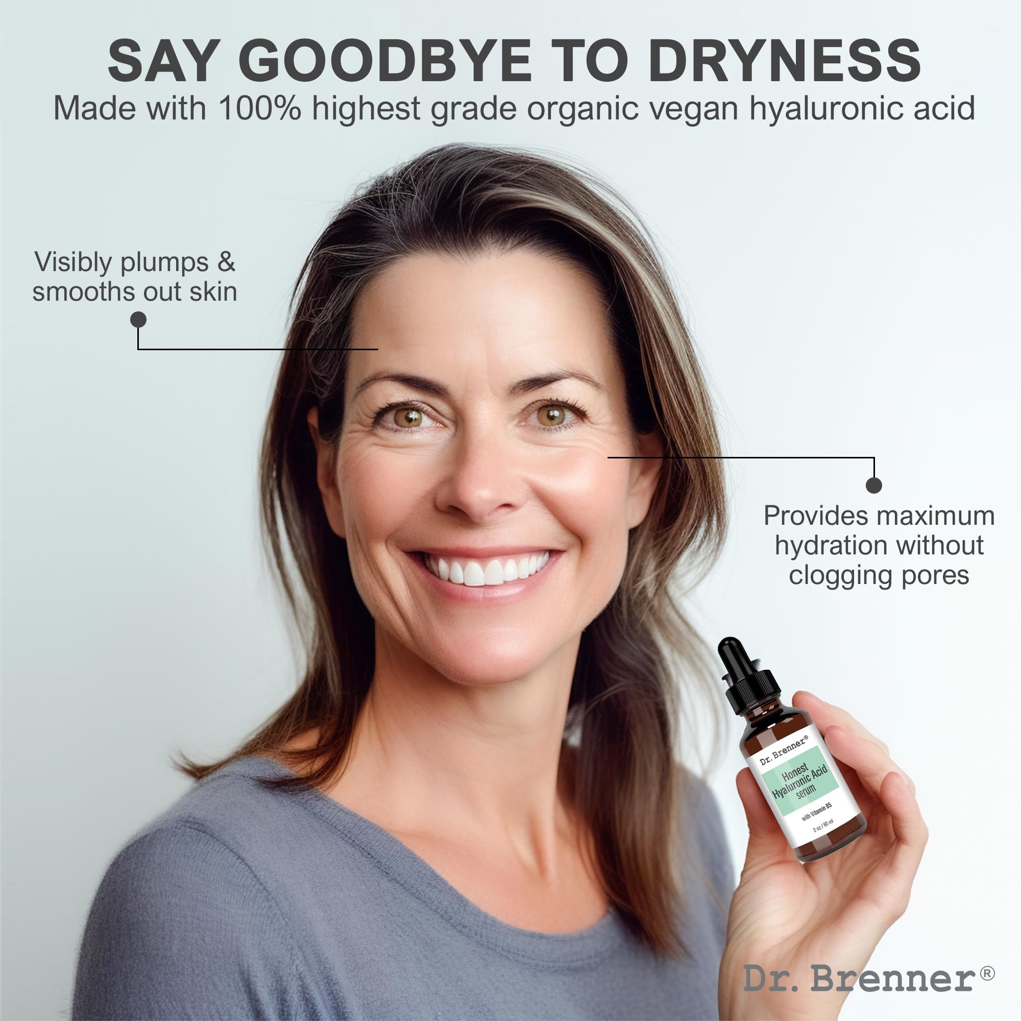 Sérum Dr. Brenner avec vitamine B5, hydratation en profondeur.