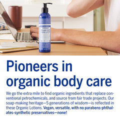 Utilisation polyvalente mains, visage et corps avec Dr. Bronner's Lotion Bio Menthe