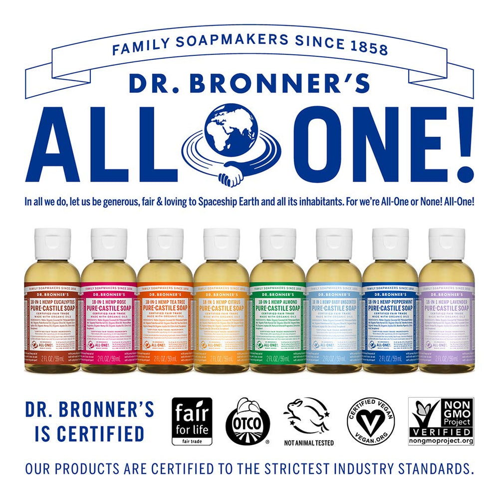 Dr. Bronner's Pure-Castile Amande – vaisselle propre, savon concentré et efficace.