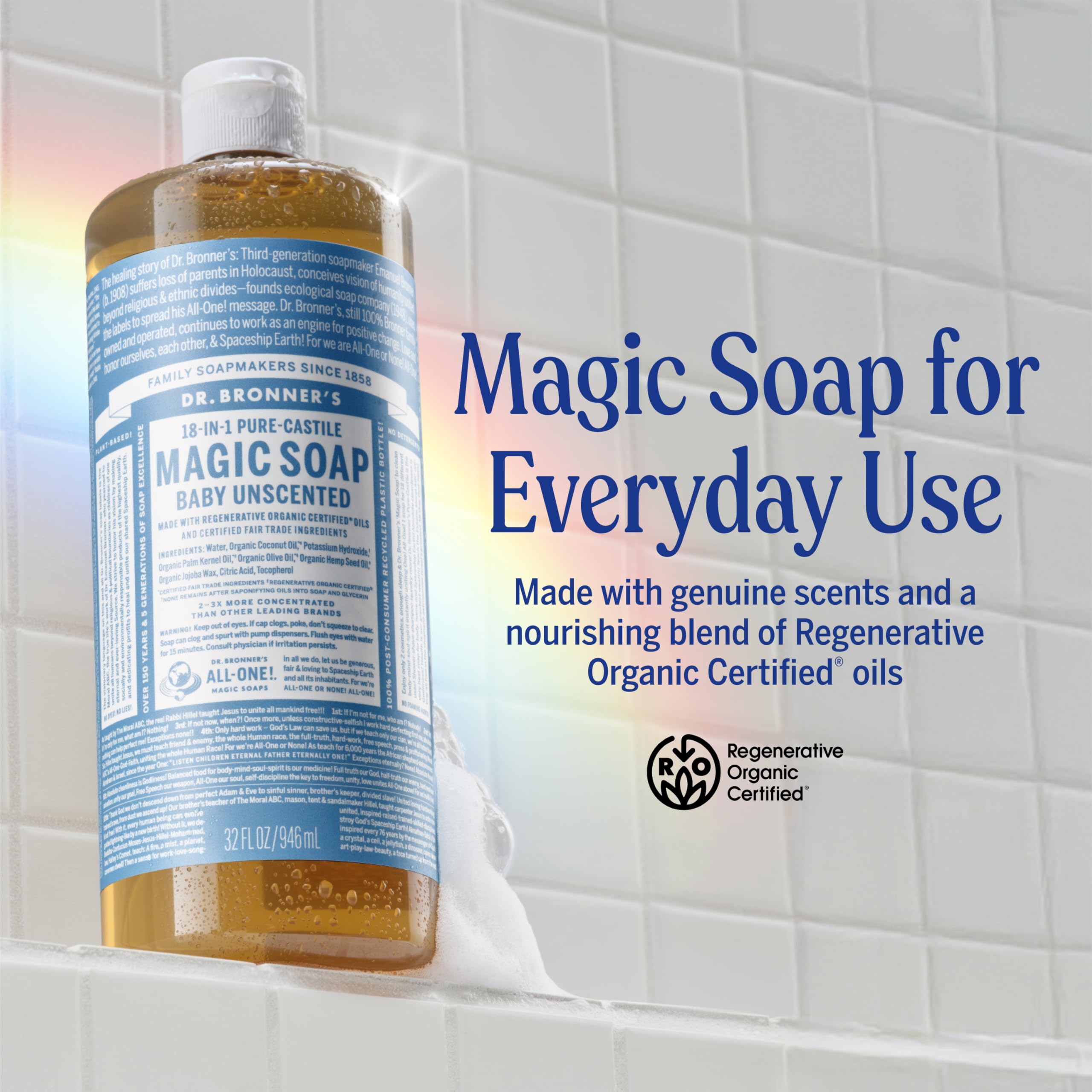 Dr. Bronner’s Pure-Castile Sans parfum Bébé – douceur pour peaux sensibles