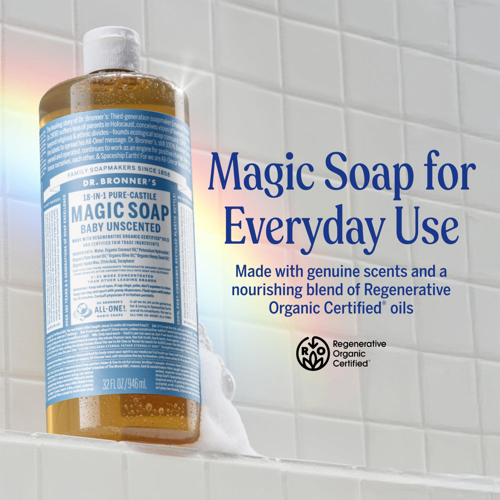 Dr. Bronner’s Pure-Castile Sans parfum Bébé – douceur pour peaux sensibles