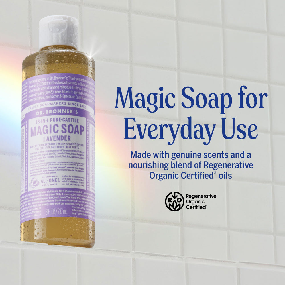 Mousse riche Lavande Dr. Bronner’s pour corps et mains.