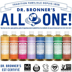 Dr Bronner's Savon liquide bébé sans parfum, emballage écologique et recyclable.