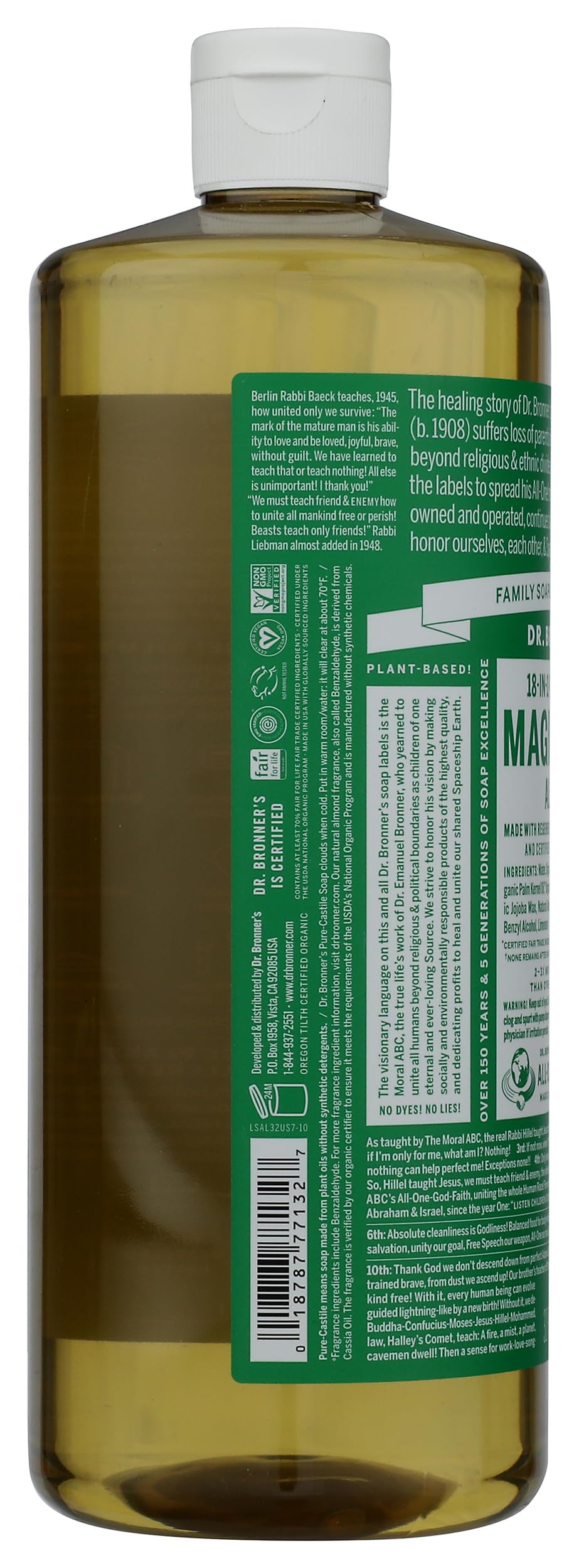 Dr. Bronner's Almond Castile Soap for laundry and fabric refreshment