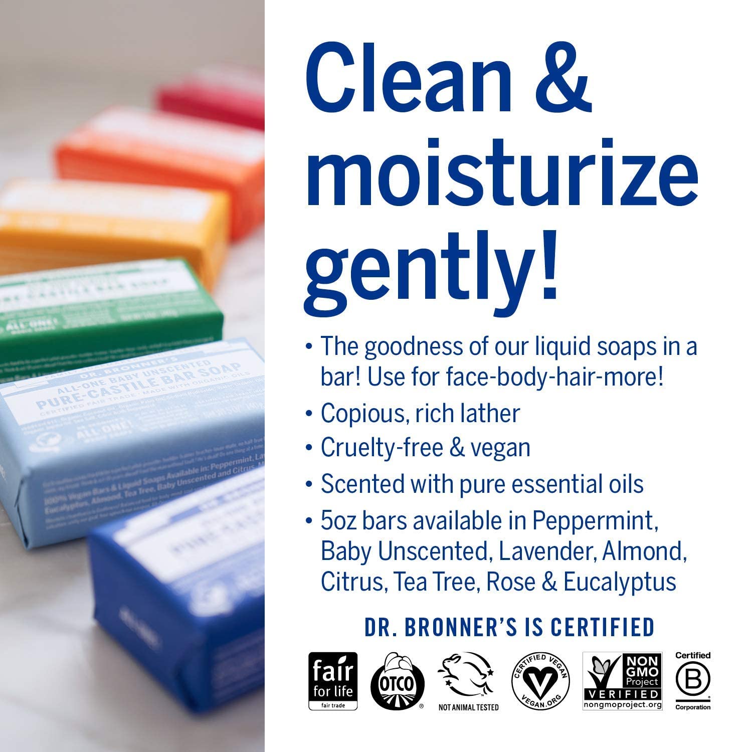 Savon Dr. Bronner's Citron, parfum vif et nettoyage doux.