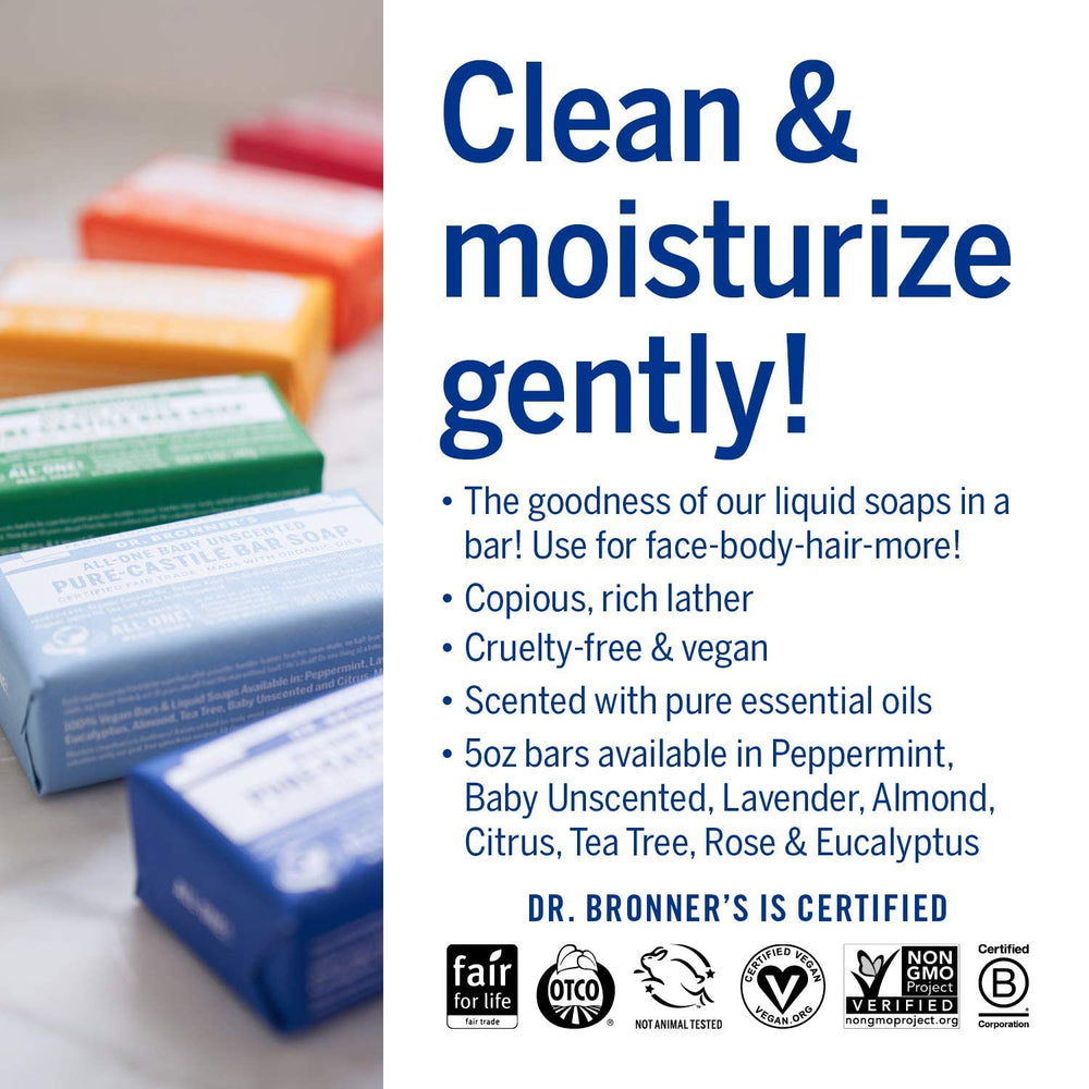Savon Dr. Bronner's Citron, parfum vif et nettoyage doux.
