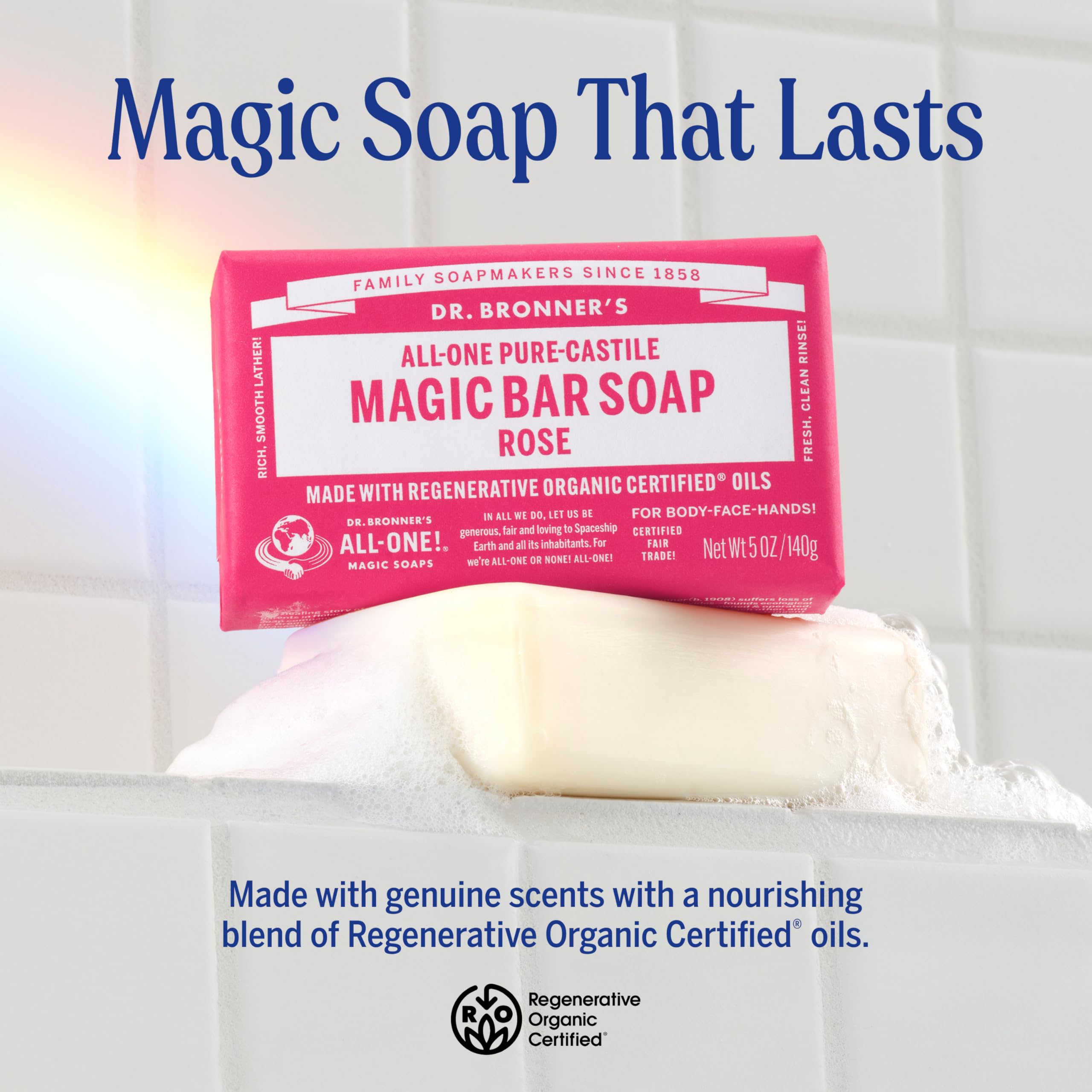 Dr. Bronner's barre rose: nettoyage visage et corps en douceur