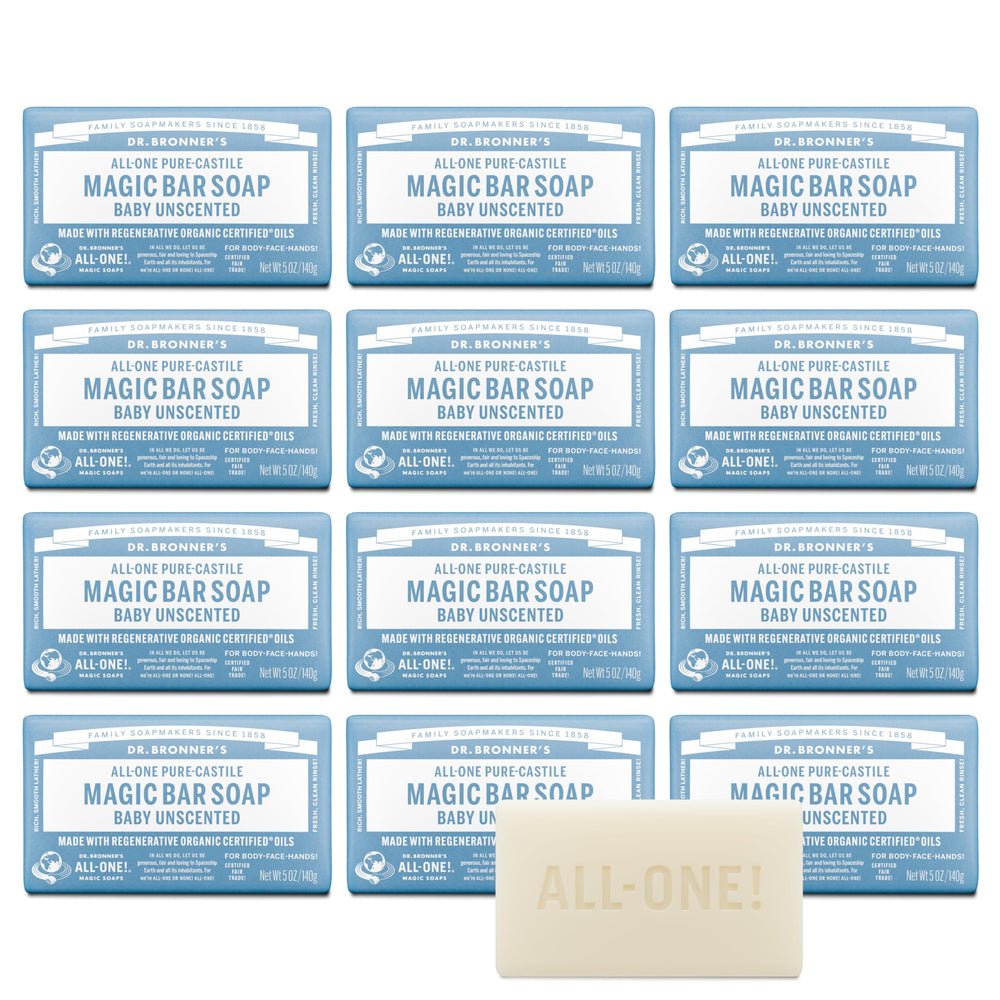 Dr. Bronner’s barre Pure-Castile bébé neutre, savon solide pratique pour peau sensible