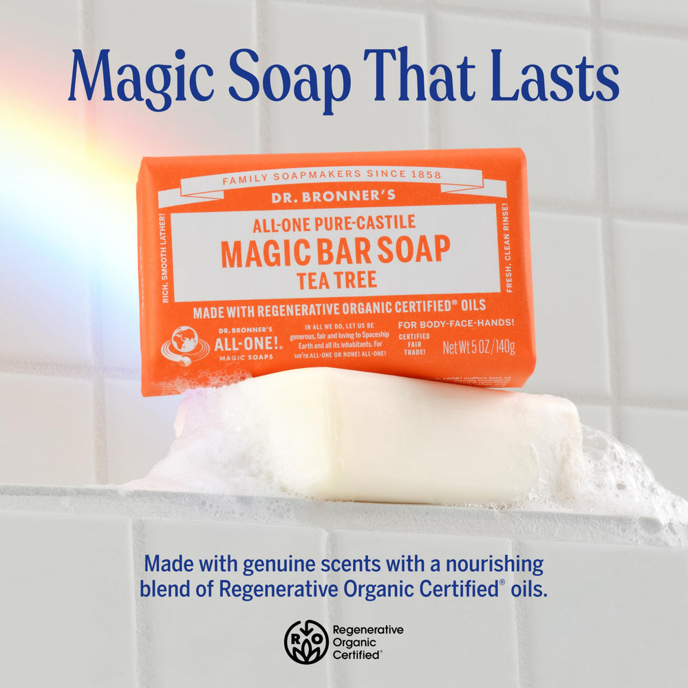 Dr. Bronner’s barre savon non parfumé, nettoyage doux.