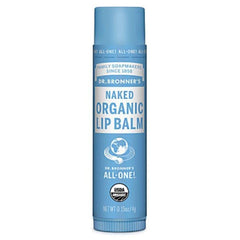 Baume à lèvres Dr. Bronner's Naked Organic, stick naturel hydratant pour lèvres sensibles.