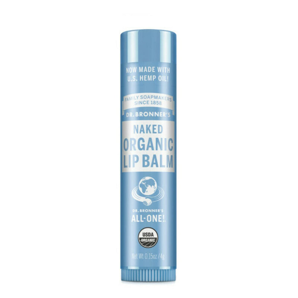 Dr. Bronner’s Baume Lèvres Naturel, emballage neutre, hydratation douce et durable.