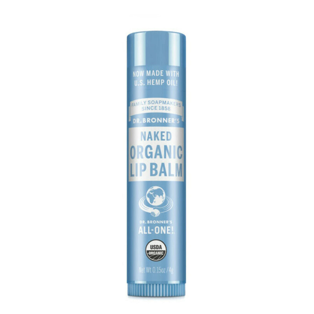 Dr. Bronner’s Baume Lèvres Naturel, emballage neutre, hydratation douce et durable.