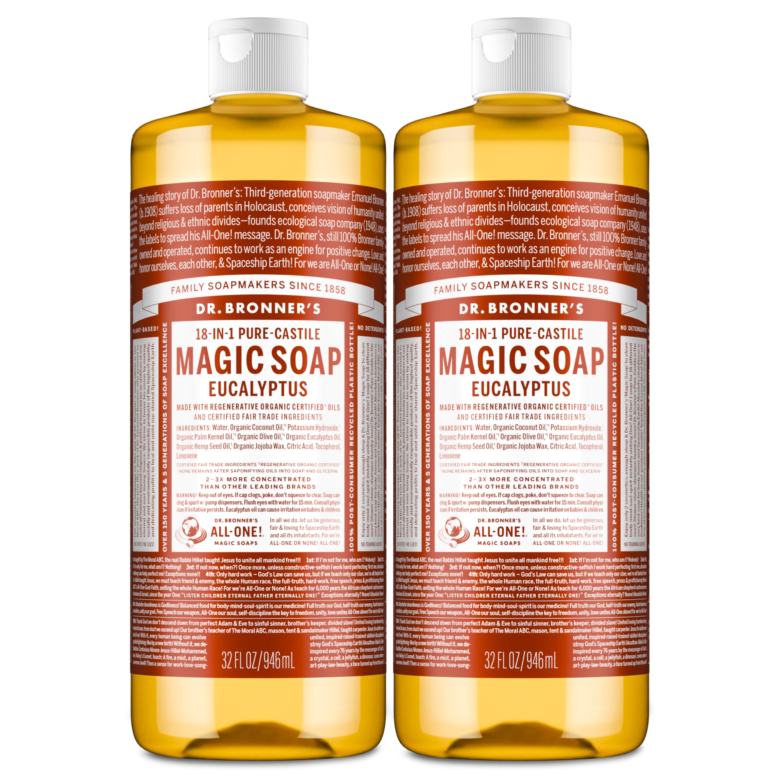 Dr. Bronner’s eucalyptus: la bouteille 32 oz, rafraîchit la peau après la douche.