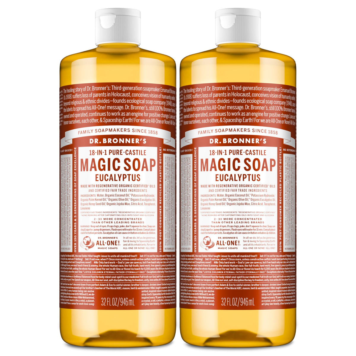 Dr. Bronner’s eucalyptus: la bouteille 32 oz, rafraîchit la peau après la douche.
