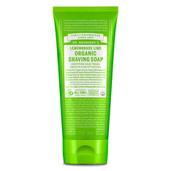 Dr. Bronner's gel de rasage citronnelle et citron vert, flacon de 210 ml, mousse riche.