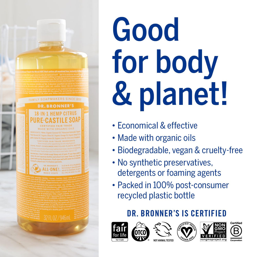 Ingrédients biologiques et équitables utilisés par Dr. Bronner's Citrus