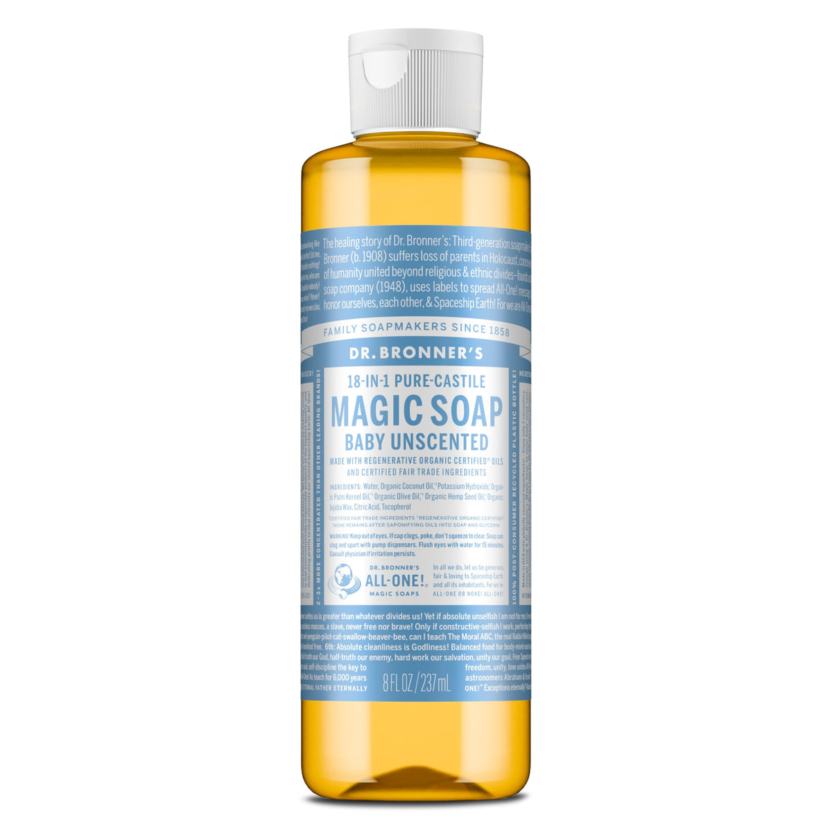 Dr. Bronner's Savon liquide Bébé sans parfum sur peau délicate